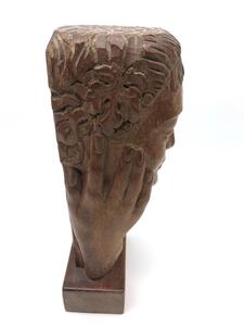 Rare wooden sculpture of a female Grecian head  