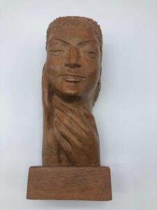 Rare wooden sculpture of a female Grecian head  