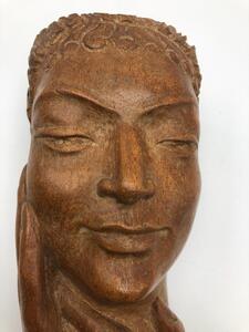 Rare wooden sculpture of a female Grecian head  