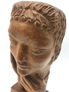 Rare wooden sculpture of a female Grecian head  