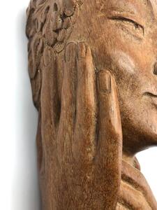 Rare wooden sculpture of a female Grecian head  