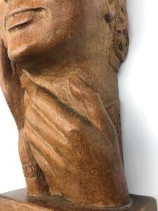 Rare wooden sculpture of a female Grecian head  