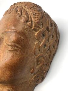 Rare wooden sculpture of a female Grecian head  