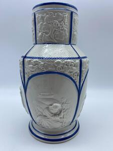 Rare antique ceramique fine Choisy le-Roi blue and white vase 