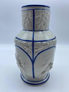 Rare antique ceramique fine Choisy le-Roi blue and white vase 