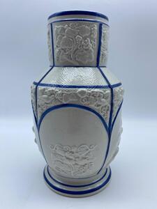 Rare antique ceramique fine Choisy le-Roi blue and white vase 