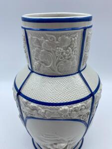 Rare antique ceramique fine Choisy le-Roi blue and white vase 