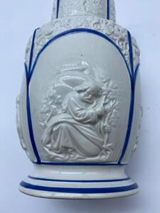 Rare antique ceramique fine Choisy le-Roi blue and white vase 