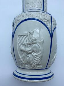 Rare antique ceramique fine Choisy le-Roi blue and white vase 