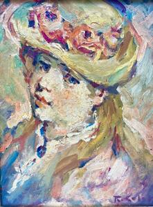 Post impressionistic portrait painting of a girl by Robert Colot 