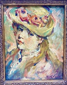 Post impressionistic portrait painting of a girl by Robert Colot 