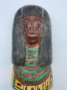 Style Ptolemaic cedar painted sarcophagus mummy mask