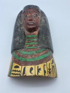 Style Ptolemaic cedar painted sarcophagus mummy mask