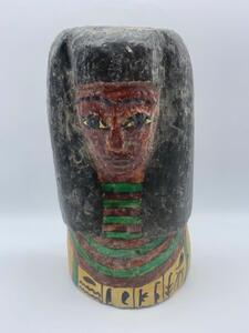 Style Ptolemaic cedar painted sarcophagus mummy mask