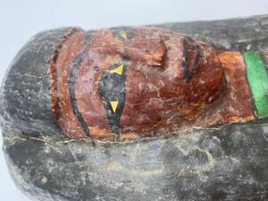 Style Ptolemaic cedar painted sarcophagus mummy mask