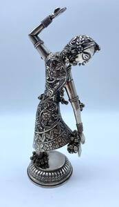 Silver Indian dancer statue 