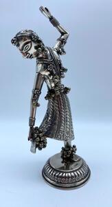 Silver Indian dancer statue 