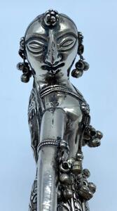 Silver Indian dancer statue 