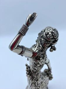 Silver Indian dancer statue 