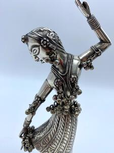 Silver Indian dancer statue 