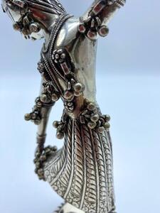 Silver Indian dancer statue 