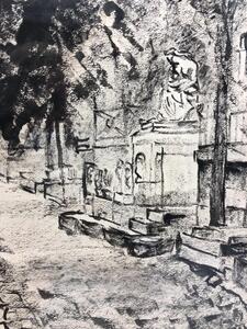 Ink drawing Chopin’s tomb at Père Lachaise 