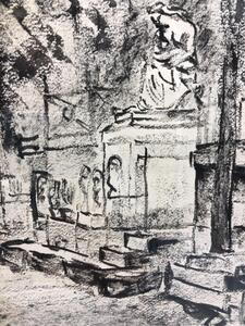 Ink drawing Chopin’s tomb at Père Lachaise 