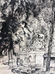 Ink drawing Chopin’s tomb at Père Lachaise 