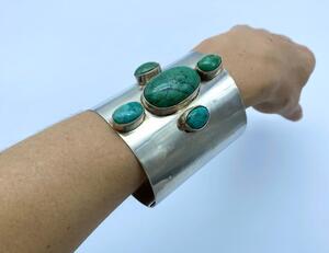 Native American silver turquoise cuff bracelet 