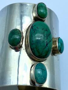 Native American silver turquoise cuff bracelet 