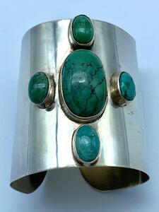 Native American silver turquoise cuff bracelet 