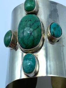 Native American silver turquoise cuff bracelet 