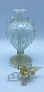 Murano latticino gold flecked glass bottle and stopper 