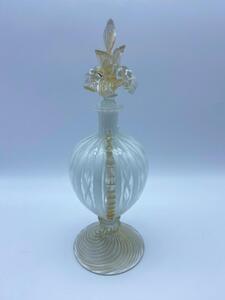 Murano latticino gold flecked glass bottle and stopper 