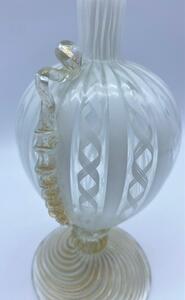 Murano latticino gold flecked glass bottle and stopper 