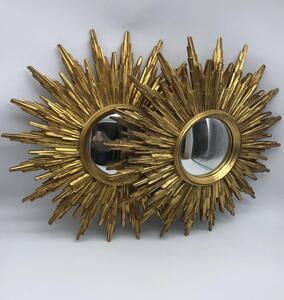 Vintage pair of gilded sunburst mirrors 