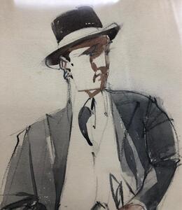 Watercolor portrait of a fashionable gent