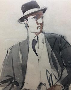 Watercolor portrait of a fashionable gent