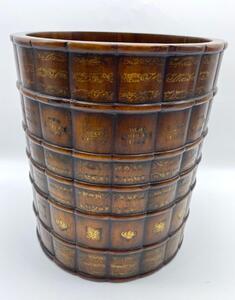 Wooden Faux livres book wastepaper basket 