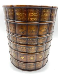 Wooden Faux livres book wastepaper basket 