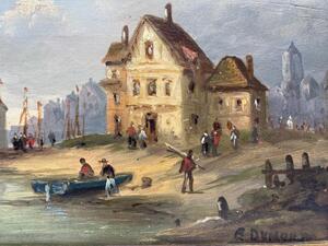 Alfred Dumont pair of maritime oil paintings 