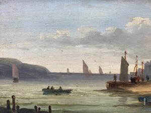 Alfred Dumont pair of maritime oil paintings 