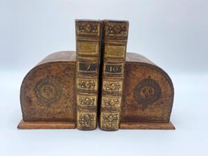 Antique French Faux Livres armory bookends 