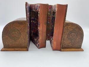 Antique French Faux Livres armory bookends 