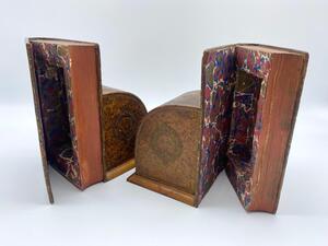 Antique French Faux Livres armory bookends 