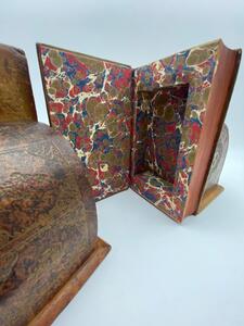 Antique French Faux Livres armory bookends 