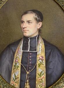 Large 1851 miniature portrait painting by Haillecourt