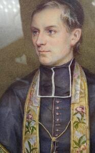 Large 1851 miniature portrait painting by Haillecourt