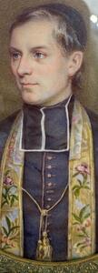 Large 1851 miniature portrait painting by Haillecourt