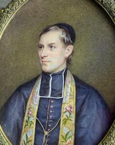 Large 1851 miniature portrait painting by Haillecourt